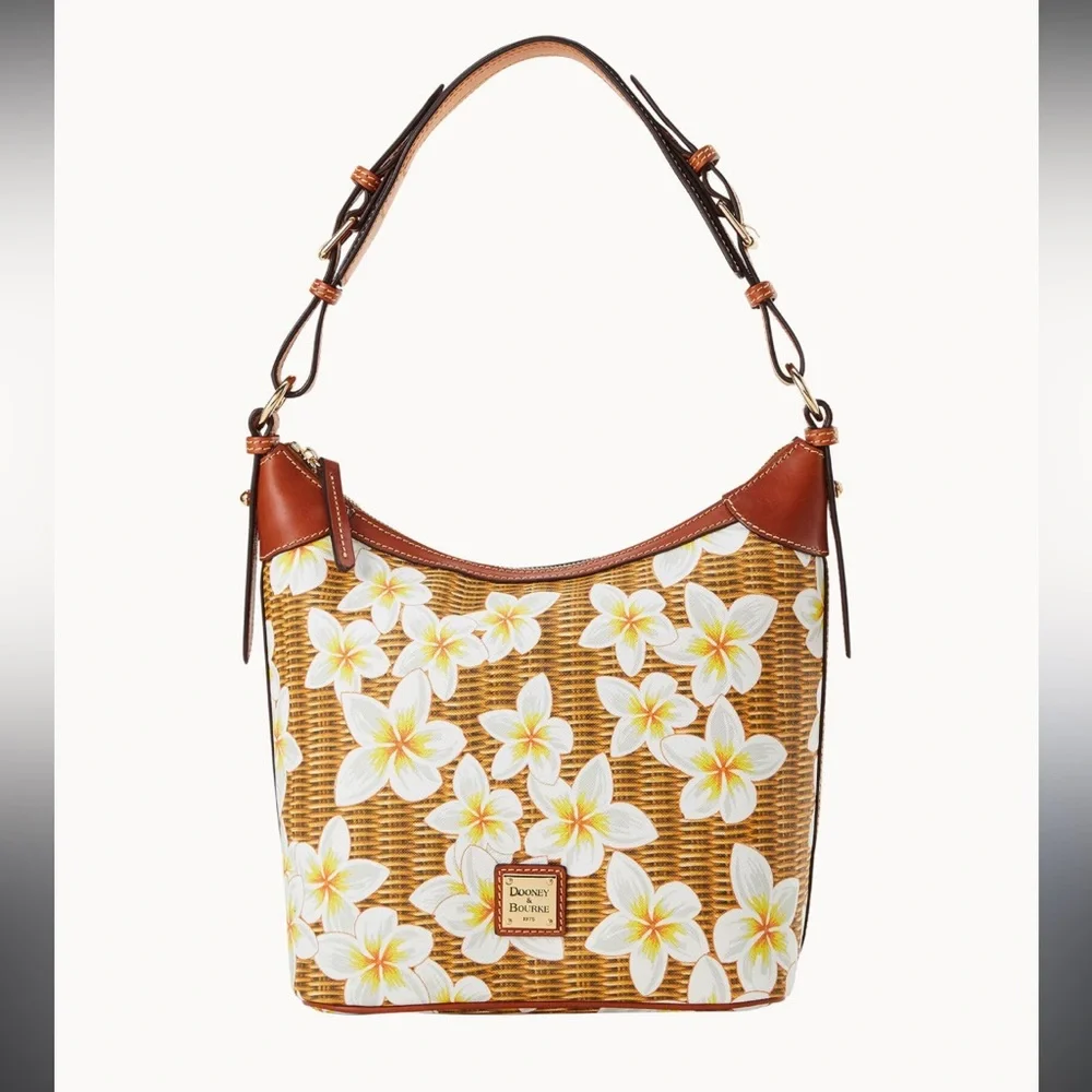 NWT DOONEY & BOURKE PLUMERIA COLLECTION HOBO SAC BROWN YELLOW BASKET WEAVE TOTE
